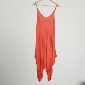 Love In Orange Spaghetti Straps Orange Boho Harem Jumpsuit Pants Women's Size M